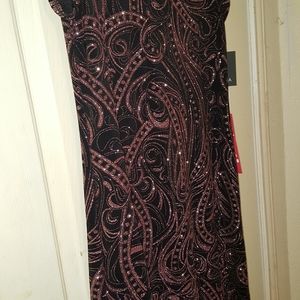 Black & Pink Glittery Stretch Dress